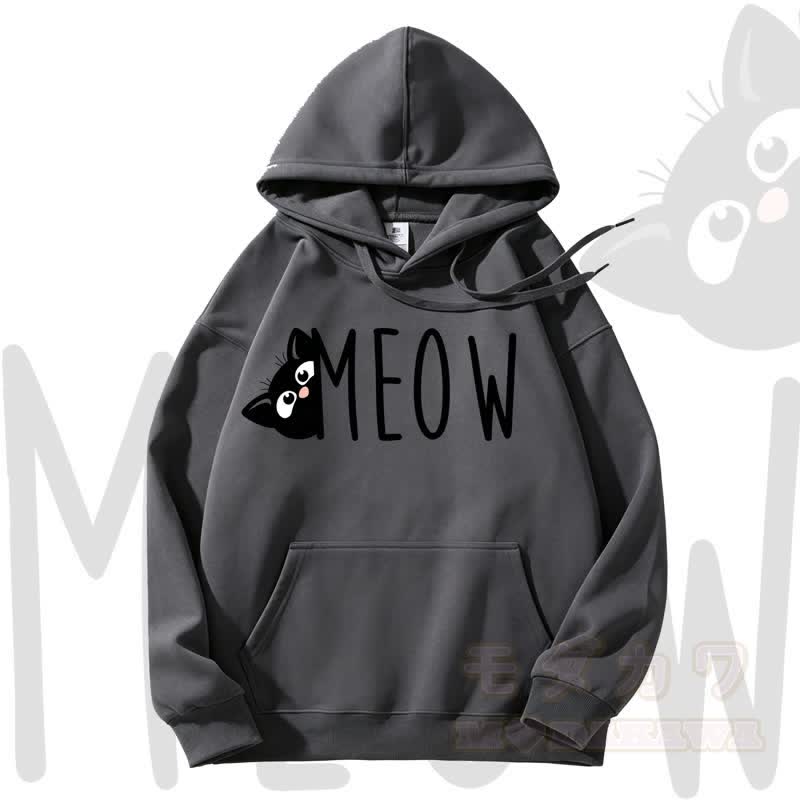 MODAKAWA MEOW Kapuzenpullover mit Katzenprint und Fleece-Futter - Grau - 3XL - image 5