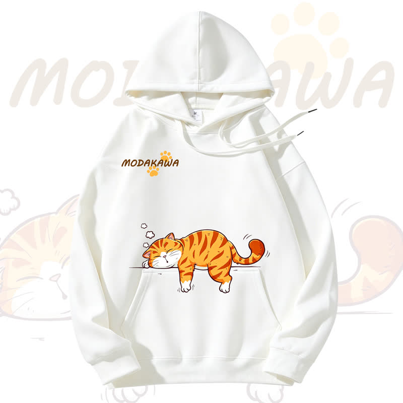 MODAKAWA Kapuzenpullover mit niedlichem Katzenmotiv und Fleece-Futter - White - 3XL - image 2