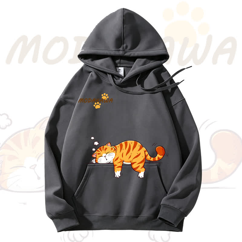 MODAKAWA Kapuzenpullover mit niedlichem Katzenmotiv und Fleece-Futter - Grey - 3XL - image 4