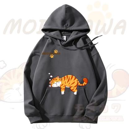 MODAKAWA Kapuzenpullover mit niedlichem Katzenmotiv und Fleece-Futter - Grau - 3XL - image 4