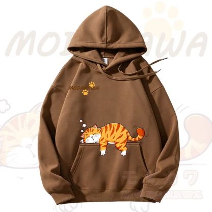MODAKAWA Kapuzenpullover mit niedlichem Katzenmotiv und Fleece-Futter - Braun - 3XL - image 6
