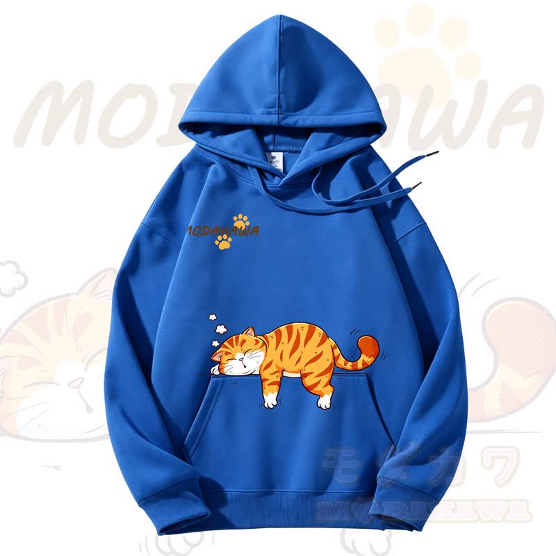 MODAKAWA Kapuzenpullover mit niedlichem Katzenmotiv und Fleece-Futter - Blau - 3XL - image 11