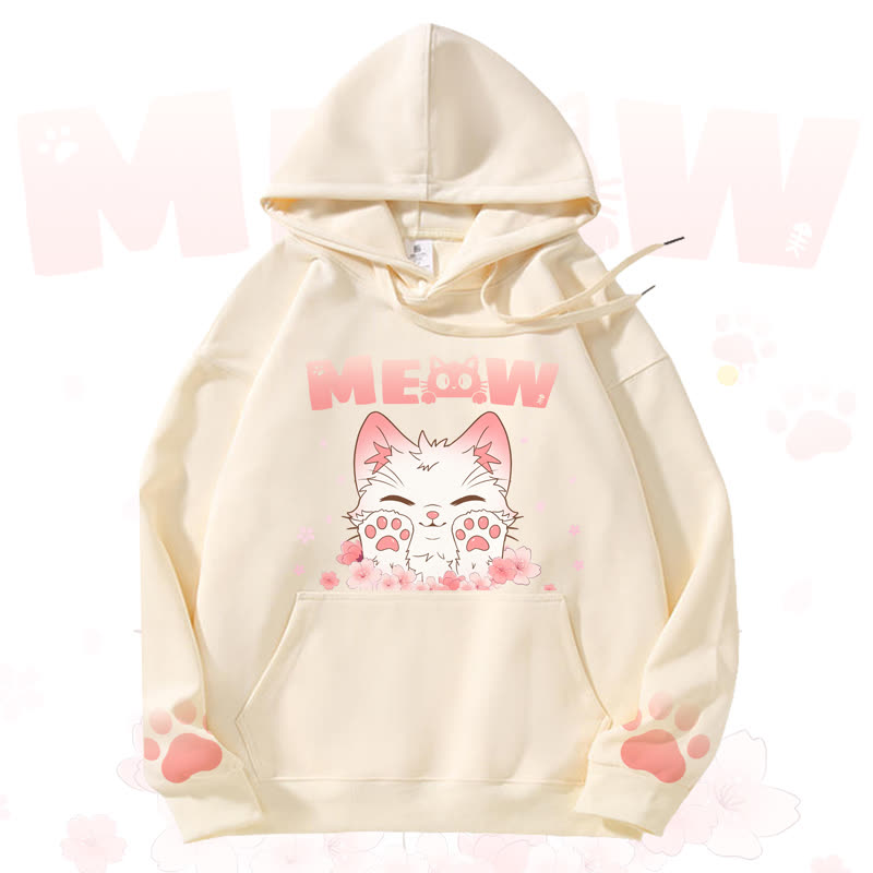 MODAKAWA MEOW Kapuzenpullover mit niedlichem Katzenmotiv und Fleece-Futter - Yellow - 3XL - image 2