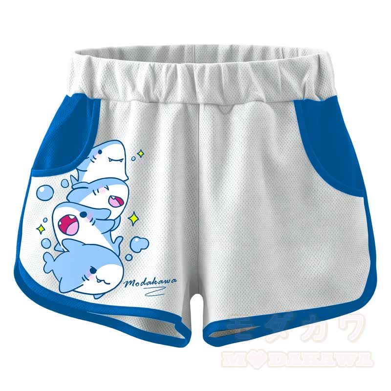 MODAKAWA Shark Graphic Crop Tank Sport Top Shorts Matching Outfit - Shorts - 4XL - image 3