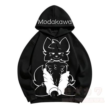 MODAKAWA Kapuzenpullover mit Cartoon-Katzenprint - Schwarz - 5XL - image 2