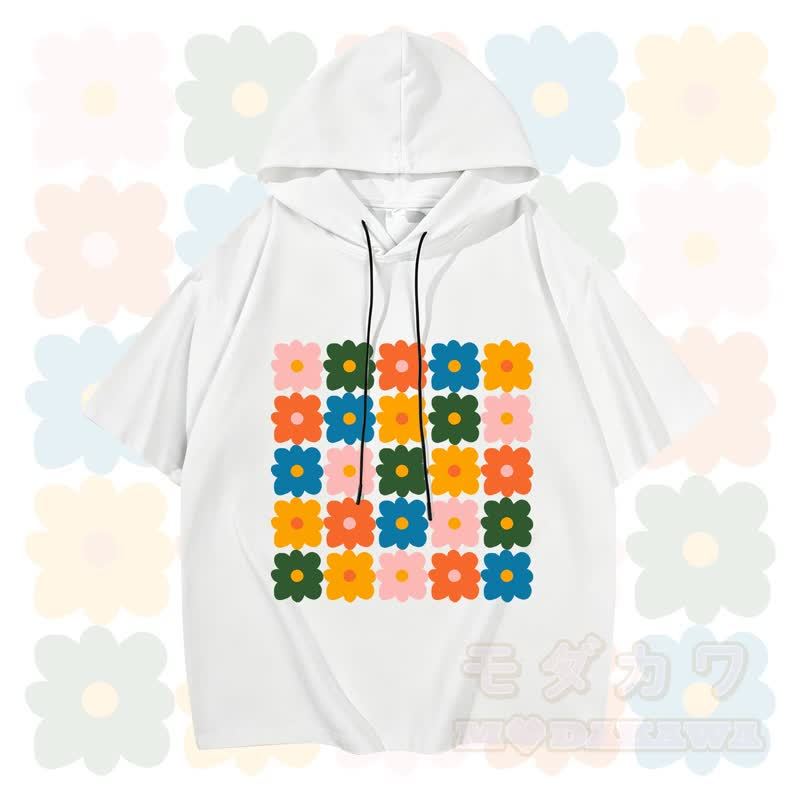MODAKAWA X Trevor Basset Kurzarm-Hoodie mit Blumengrafik - Weiß - 3XL - image 4