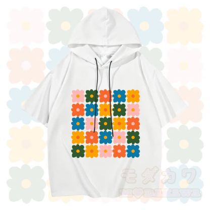 MODAKAWA X Trevor Basset Kurzarm-Hoodie mit Blumengrafik - Weiß - 3XL - image 4