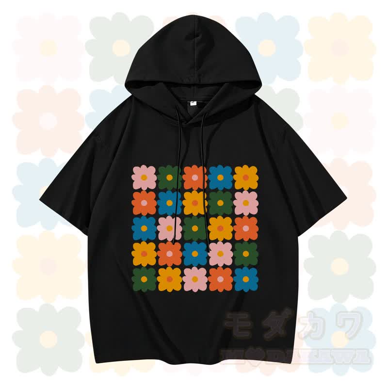 MODAKAWA X Trevor Basset Kurzarm-Hoodie mit Blumengrafik - Schwarz - 3XL - image 3