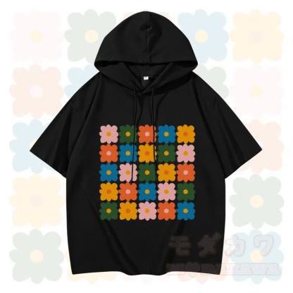 MODAKAWA X Trevor Basset Kurzarm-Hoodie mit Blumengrafik - Schwarz - 3XL - image 3