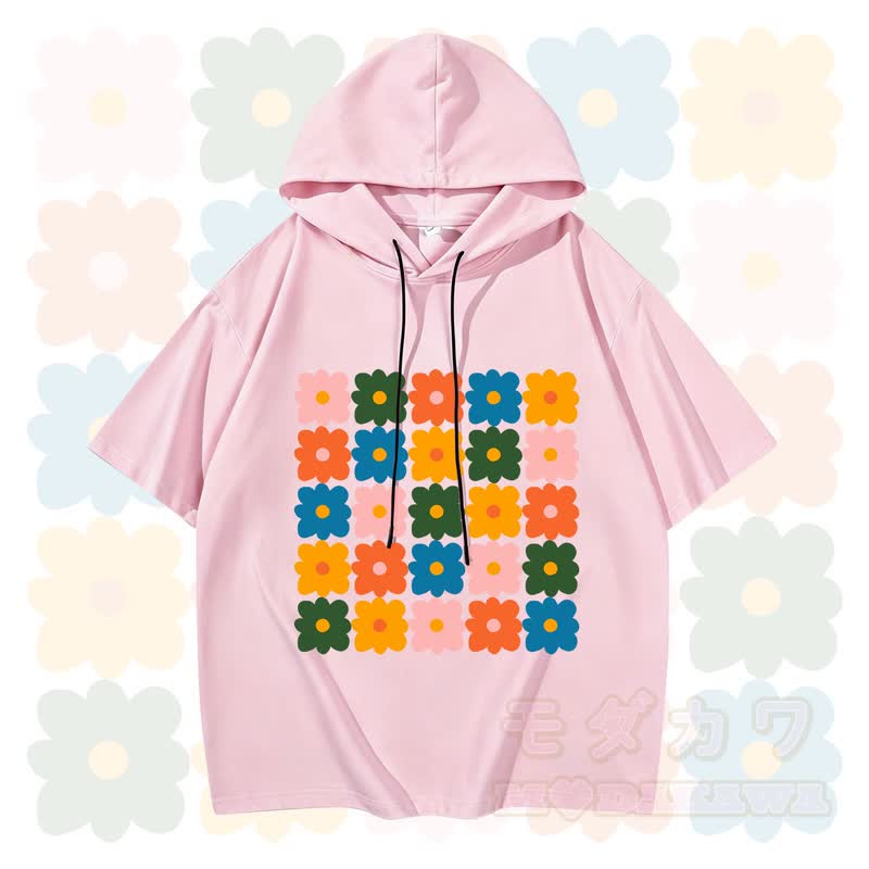 MODAKAWA X Trevor Basset Kurzarm-Hoodie mit Blumengrafik - Rosa - 3XL - image 2