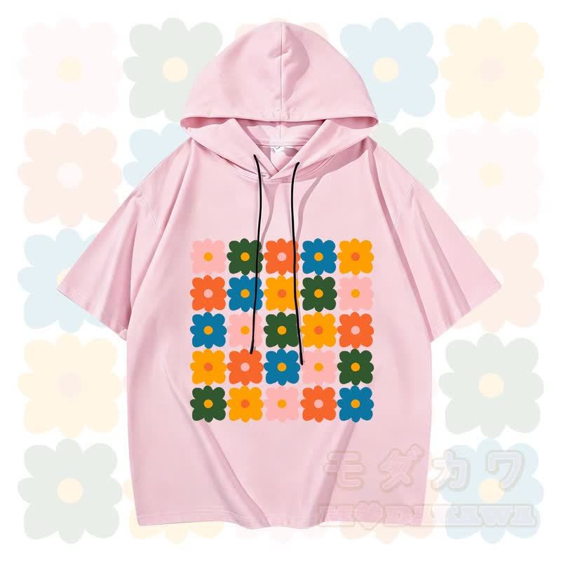 MODAKAWA X Trevor Basset Kurzarm-Hoodie mit Blumengrafik - Rosa - 3XL - image 2