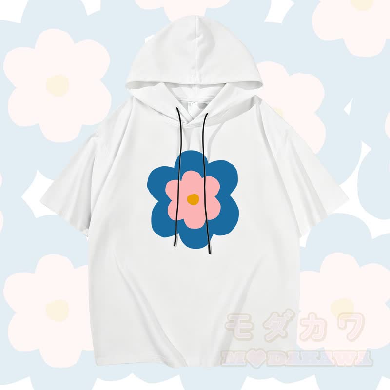 MODAKAWA X Trevor Basset Kurzarm-Hoodie mit Blumenmuster - Weiß - 3XL - image 5