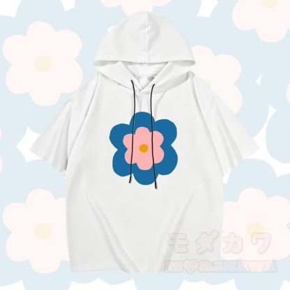 MODAKAWA X Trevor Basset Kurzarm-Hoodie mit Blumenmuster - Weiß - 3XL - image 5
