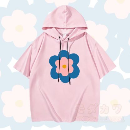 MODAKAWA X Trevor Basset Kurzarm-Hoodie mit Blumenmuster - Rosa - 3XL - image 3