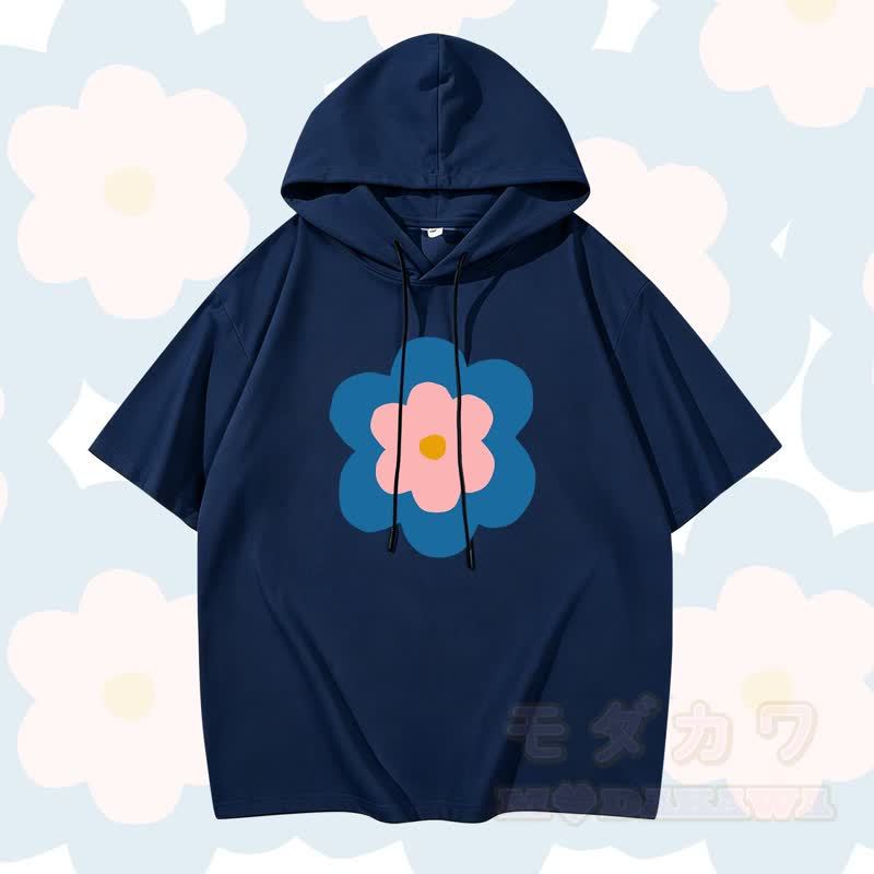 MODAKAWA X Trevor Basset Kurzarm-Hoodie mit Blumenmuster - Marineblau - 3XL - image 2