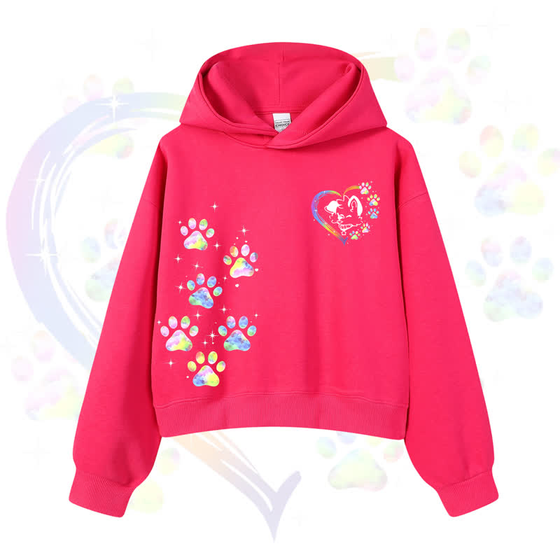 MODAKAWA X popipeko Kawaii Regenbogen-Hundepfotenabdruck Cropped Hoodie - Pink - 3XL - image 2