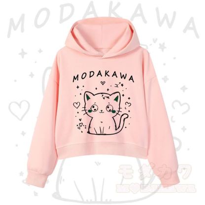 MODAKAWA Baumwoll-Hoodie mit Katzenmotiv (kurzer Schnitt) - Rosa - 3XL - image 4