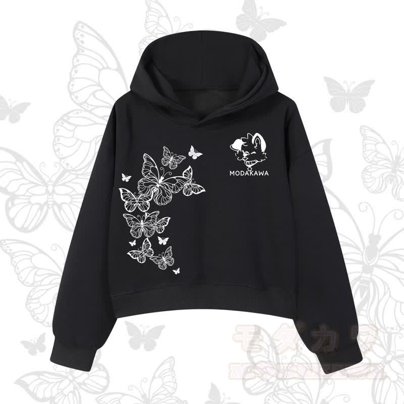 MODAKAWA Baumwoll-Hoodie mit Schmetterlings- und Hundemotiv - Schwarz - 3XL - image 3