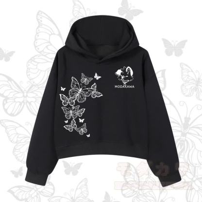 MODAKAWA Baumwoll-Hoodie mit Schmetterlings- und Hundemotiv - Schwarz - 3XL - image 3