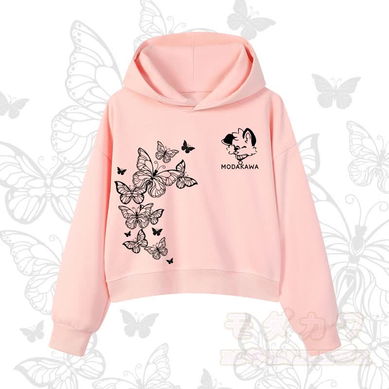 MODAKAWA Baumwoll-Hoodie mit Schmetterlings- und Hundemotiv - Rosa - 3XL - image 4