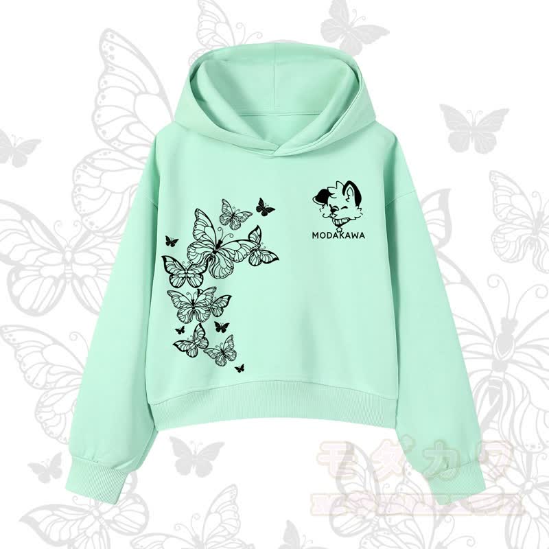 MODAKAWA Baumwoll-Hoodie mit Schmetterlings- und Hundemotiv - Grün - 3XL - image 2