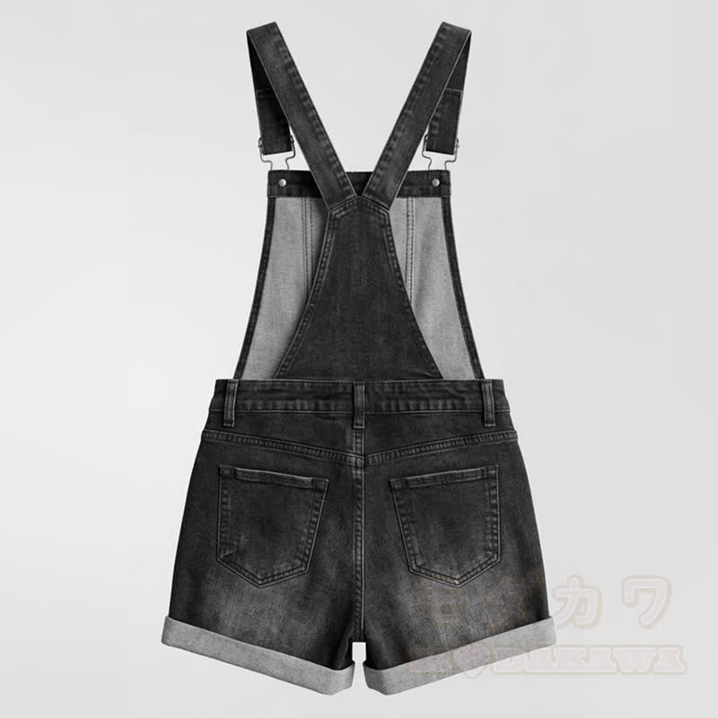 Vintage-Jeans-Latzhose mit umgeschlagenem Saum und Used-Look - image 3