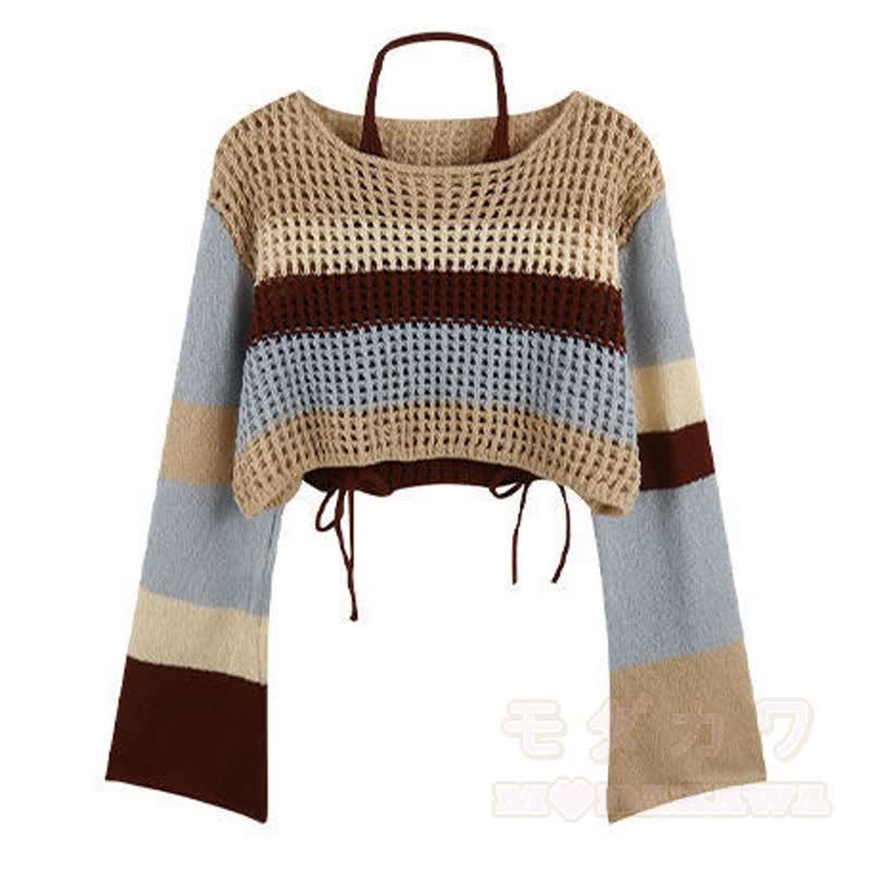 Zweiteiliges Set: Strickoberteil mit Farben -Muster und Cordhose mit Lochmuster - Spitze - XL - image 5