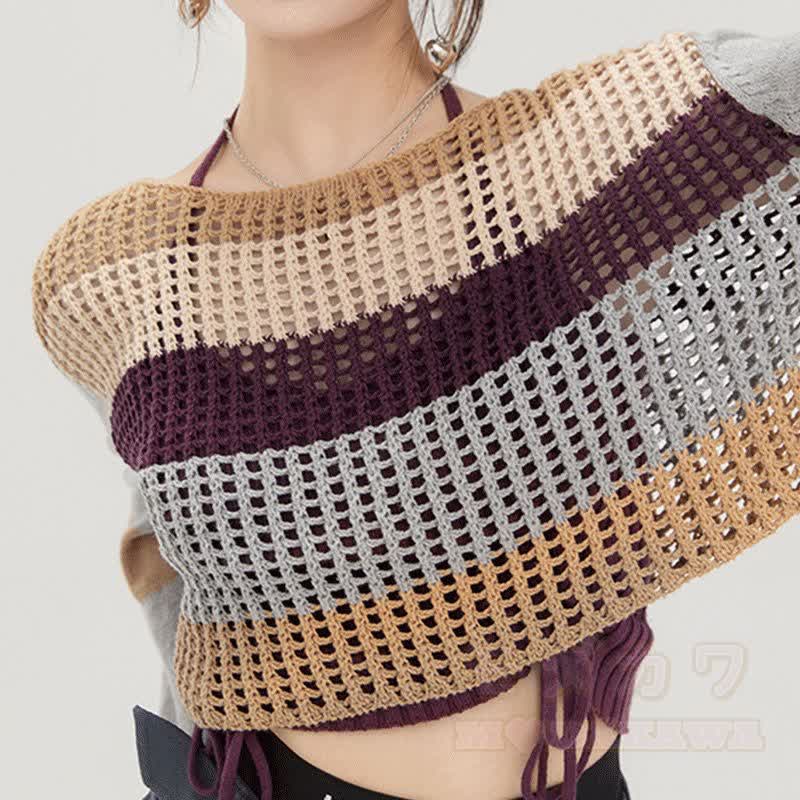 Zweiteiliges Set: Strickoberteil mit Farben -Muster und Cordhose mit Lochmuster - image 3