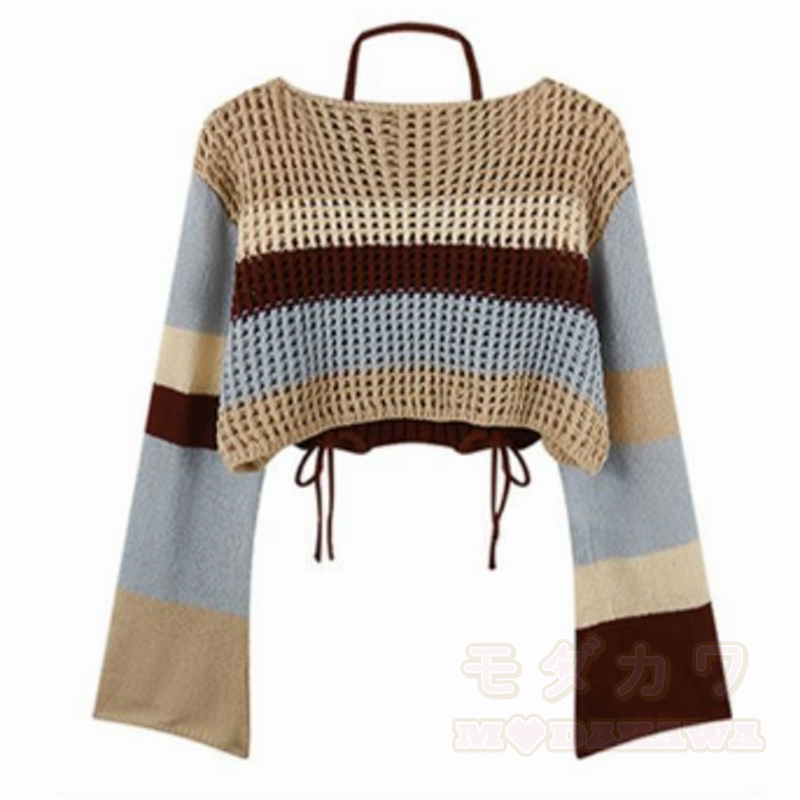 Zweiteiliges Set: Strickoberteil mit Farben -Muster und Cordhose mit Lochmuster - image 6