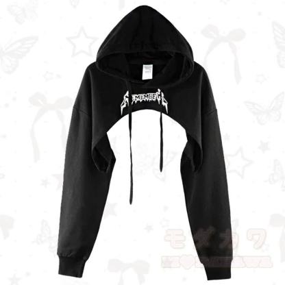 Vintage-Sweatshirt mit Buchstabenprint, langen Ärmeln und asymmetrischem Cropped-Schnitt - Schwarz A - 3XL - image 1