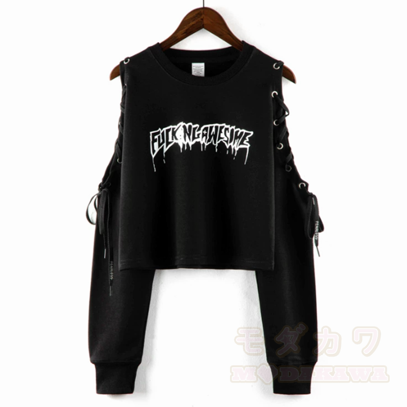 Vintage-Sweatshirt mit Buchstabenprint, langen Ärmeln und asymmetrischem Cropped-Schnitt - Schwarz B - 3XL - image 4
