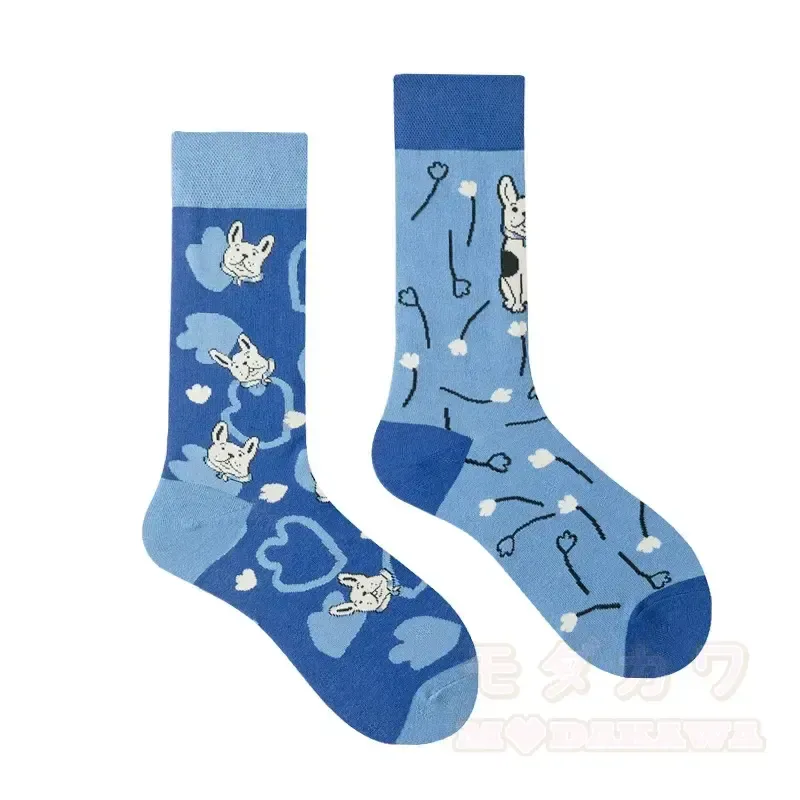Bunte, asymmetrisch bedruckte Socken bis zur Wade - image 14