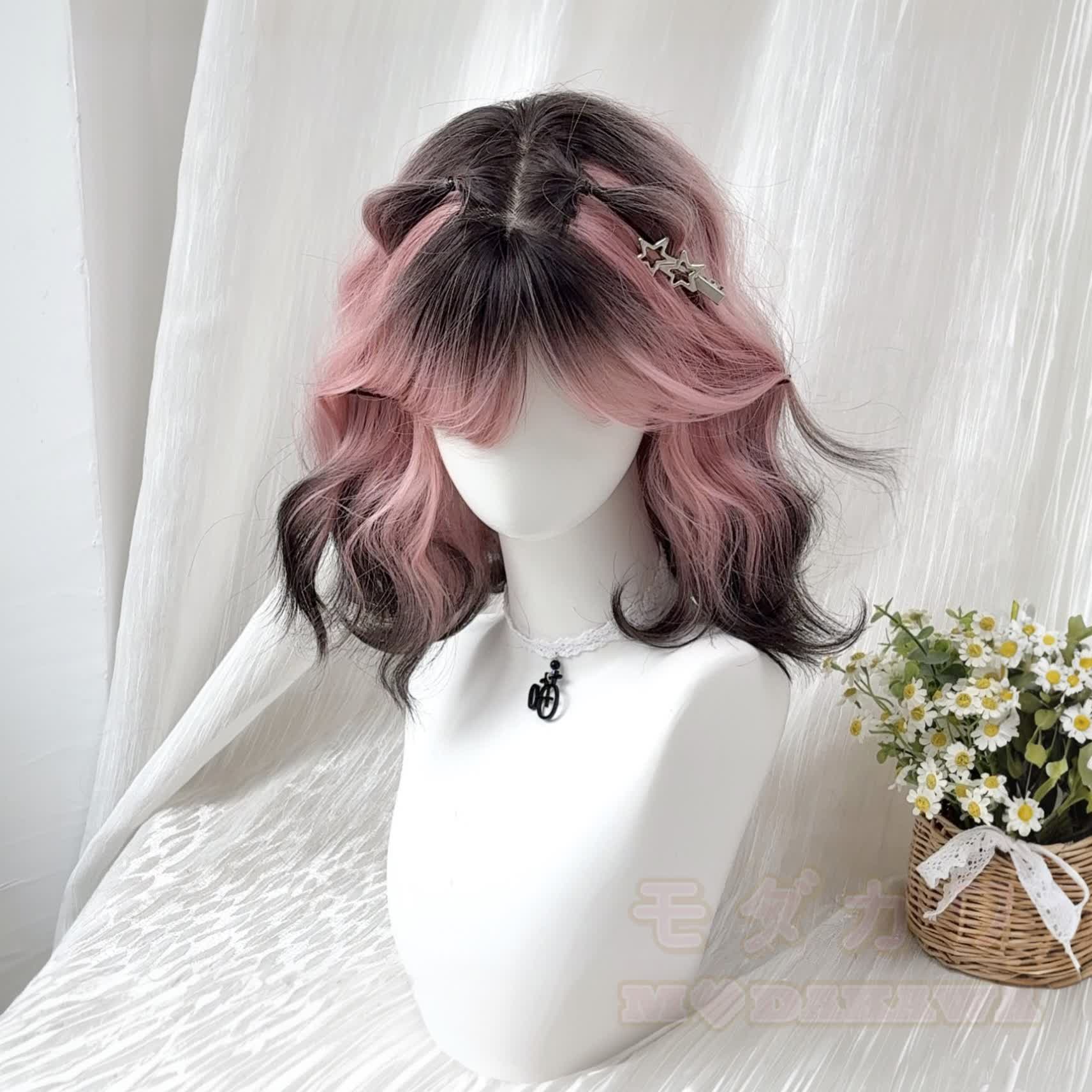 Lolita Glueless Pre-Bleached Knots Wear & Go Synthetische gewellte Bob-Perücke - image 1