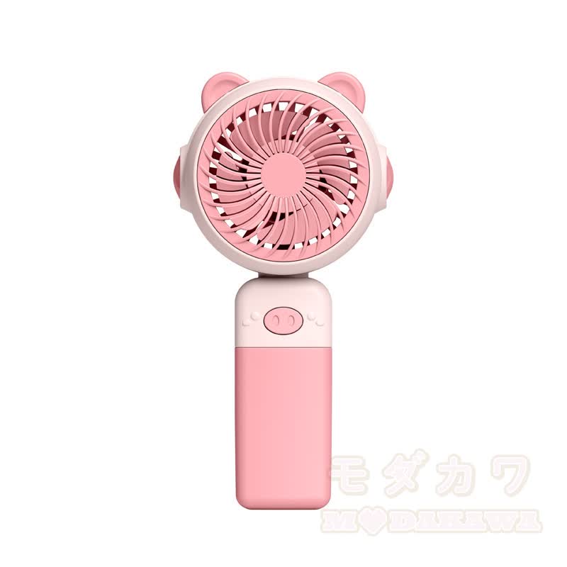 Niedlicher, tragbarer Mini-Ventilator mit Katzenohren, USB-Aufladung und Licht - Rosa - image 4