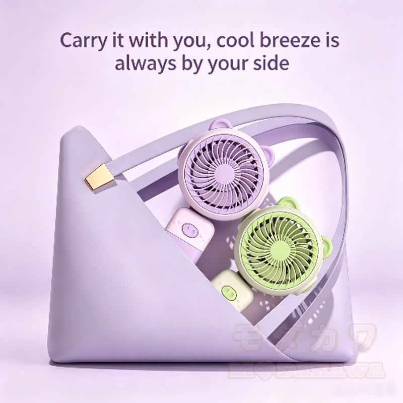 Niedlicher, tragbarer Mini-Ventilator mit Katzenohren, USB-Aufladung und Licht - image 2