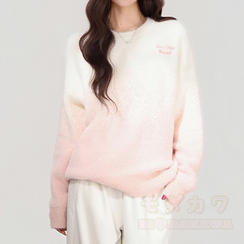 Elegantes zweiteiliges Set aus Strickpullover mit Farbverlauf und Fransenrock - Spitze - 4XL - image 2