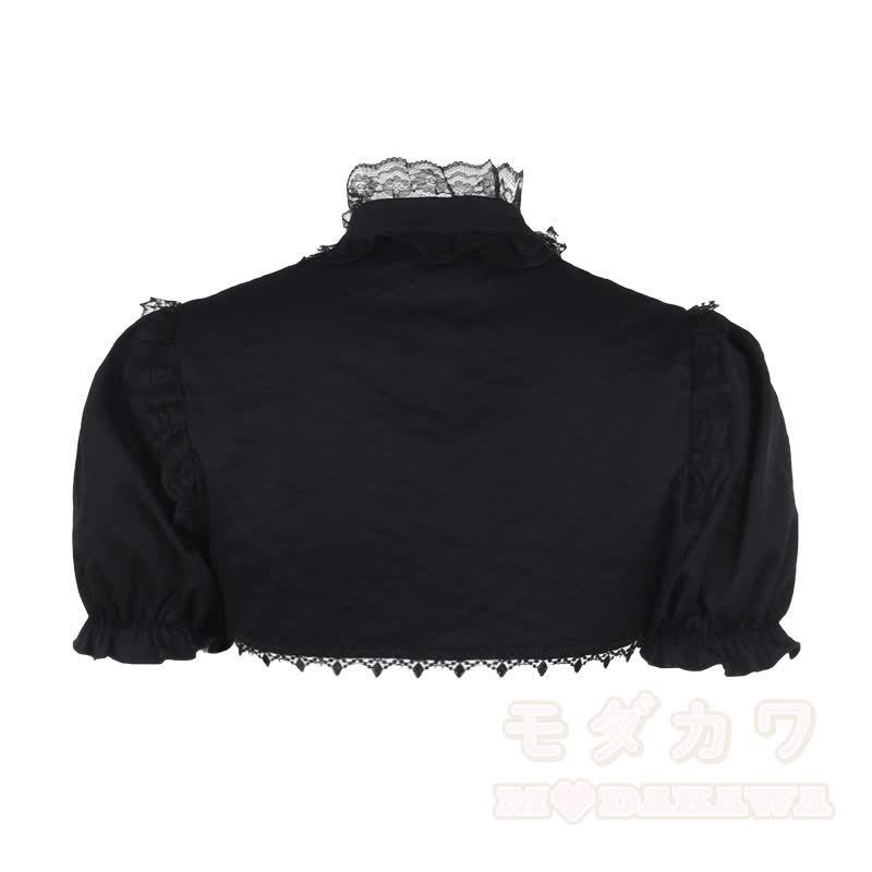 Gothic-Spitzenoberteil mit Puffärmeln, floral bedrucktes Trägerkleid, zweiteiliges Set - image 4