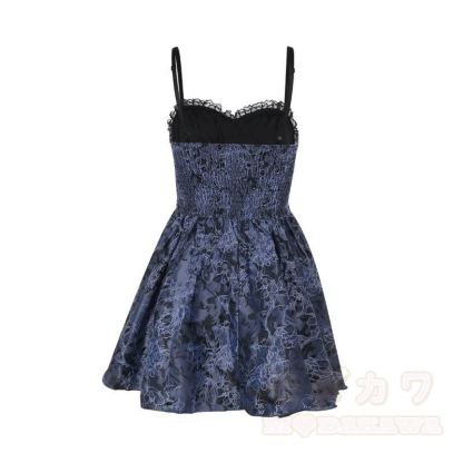 Gothic-Spitzenoberteil mit Puffärmeln, floral bedrucktes Trägerkleid, zweiteiliges Set - image 6