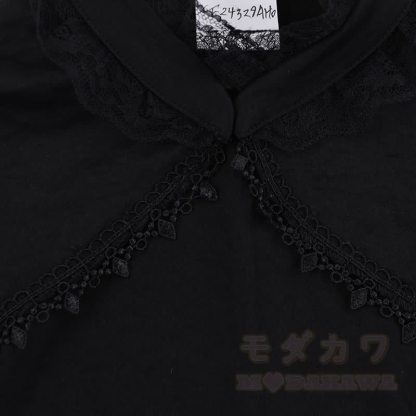 Gothic-Spitzenoberteil mit Puffärmeln, floral bedrucktes Trägerkleid, zweiteiliges Set - image 13