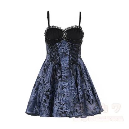 Gothic-Spitzenoberteil mit Puffärmeln, floral bedrucktes Trägerkleid, zweiteiliges Set - Kleid - L - image 5