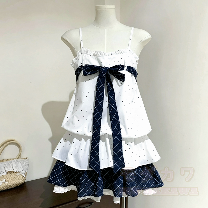 Zweiteiliges Set: Langarm-Cardigan mit Polka-Dots und Schleife, Topkleid mit Stufenrock - Kleid - XL - image 4