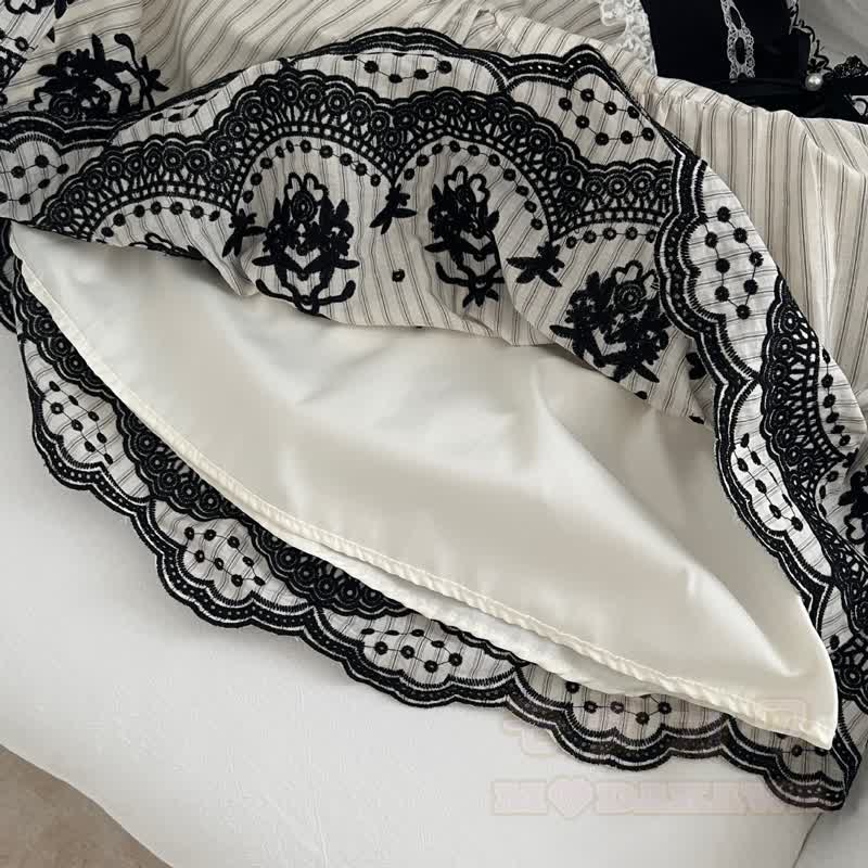 Elegantes zweiteiliges Set: Strickcardigan mit langen Ärmeln, Spitzenstickerei, Schleife und Kleid - image 8