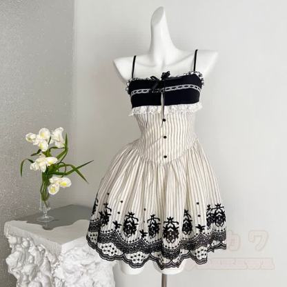 Elegantes zweiteiliges Set: Strickcardigan mit langen Ärmeln, Spitzenstickerei, Schleife und Kleid - Kleid - L - image 4