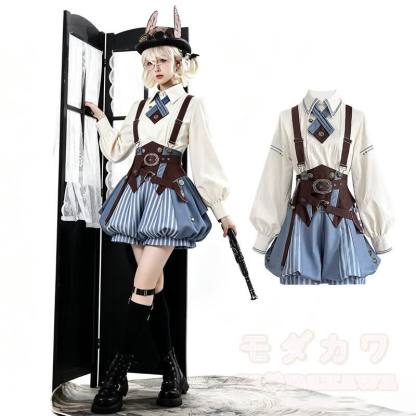 Kawaii-Mode: Dreiteiliges Set aus Bluse mit Puffärmeln, Shorts und Bund - image 1