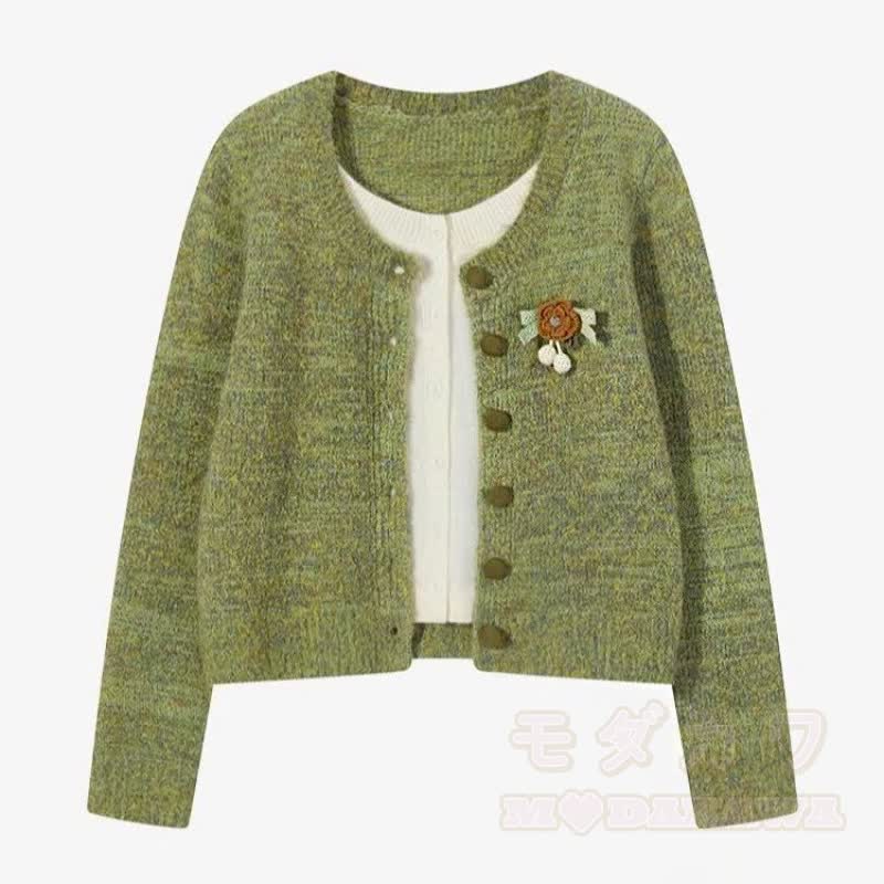 Zweiteiliges Set aus Cardigan und A-Linien-Rock in Strickoptik - Spitze - 4XL - image 2