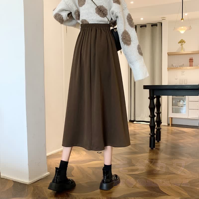 Zweiteiliges Set aus Strickpullover mit Cartoon-Muster, Rundhalsausschnitt und hochtailliertem Rock - image 3