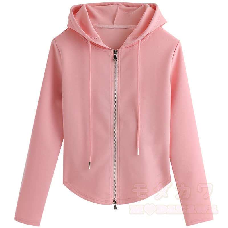 Süßes zweiteiliges Set bestehend aus einer kurzen Kapuzenjacke mit Reißverschluss, Kordelzug und einer weiten Hose mit Kordelzug. - Spitze - 4XL - image 3