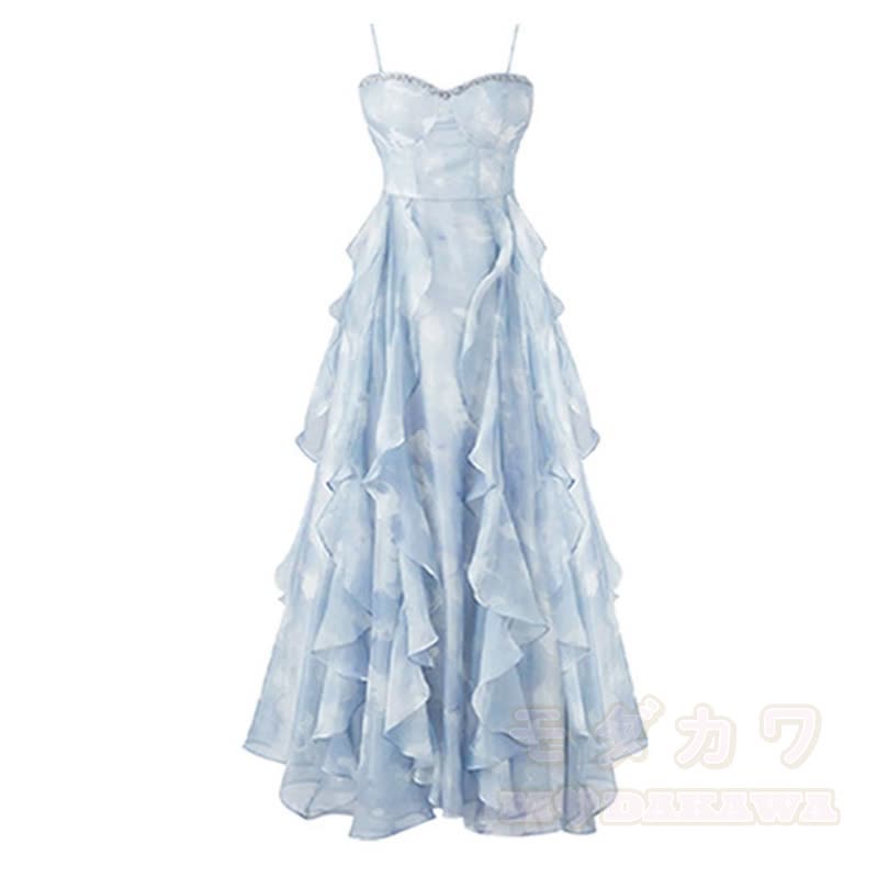 Elegantes zweiteiliges Set aus Strickjacke aus Eisseide mit Rüschenprint und Slipkleid - Kleid - 4XL - image 4