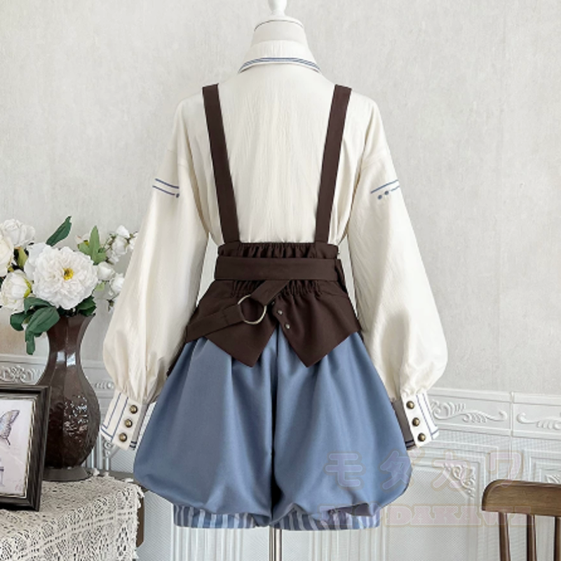 Kawaii-Mode: Dreiteiliges Set aus Bluse mit Puffärmeln, Shorts und Bund - image 4