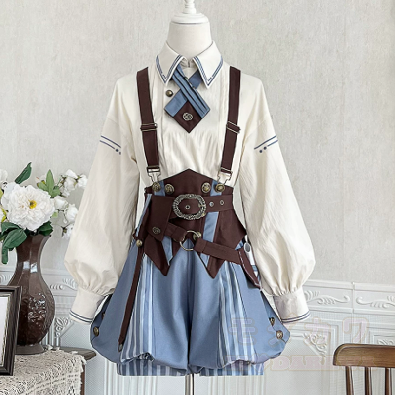 Kawaii-Mode: Dreiteiliges Set aus Bluse mit Puffärmeln, Shorts und Bund - image 3